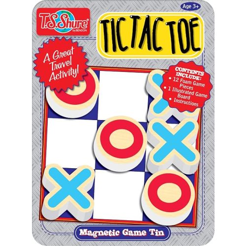 Bendon TS Shure Tic-Tac-Toe Games Mini Magnetic Activity Tin with Illustrated Foam Magnets 50437