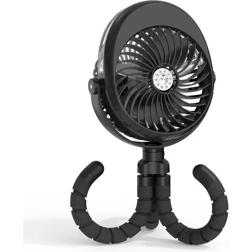 2025 Upgarded 4000mAh Misting Baby Stroller Fan, Rechargeable Battery Operated,Max 15Hrs Cooling,50ml Portable Water Sprayer Misting Fan with Flexible Tripod Clip on Car Seat Crib Treadmill Bunk Bed