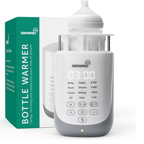 Grownsy Nutri Bottle Warmer with Innovative Auto-Lift Feature, Retain Fullest Nutrients Compact Baby Bottle Warmer, Fast & Even Heat, Always Right Temperature, Night Light for Nighttime Breastfeeding