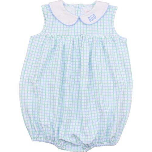 6M Green And Blue Windowpane Knit Bubble