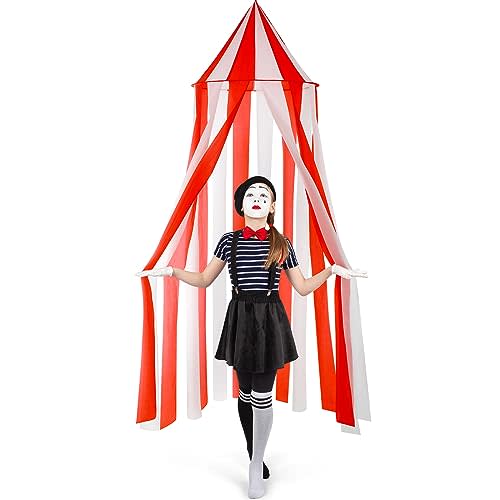 Wesnoy Halloween Carnival Circus Tent, Red and White Indoor Reading Nook Hanging Party Home Decoration Canopy for Outdoor Circus Festive Birthday Candy Theme Favor, 7 x 6 ft