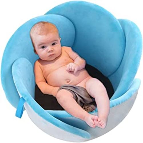 Baby Bath Lotus Cushion Sink Bather Petal Newborn Bathtub Mat Bathing Tub Seat Support Lounger Flower Bathing Pad Non-Slip Safety Sink Insert Tub Blue