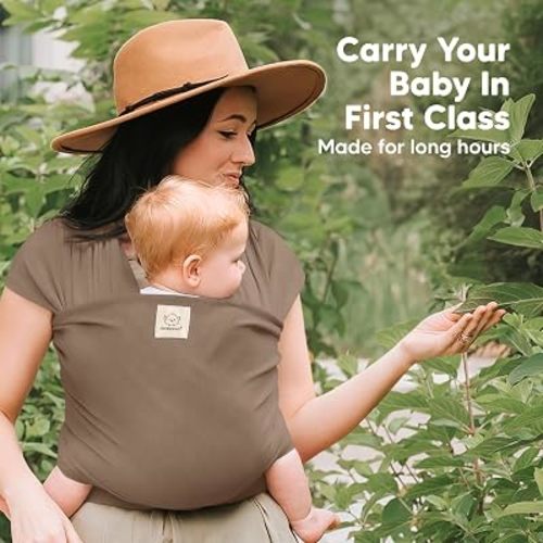KeaBabies Baby Wrap Carrier, All in 1 Original Baby Carrier, Saddle Brown
