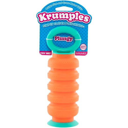 KRUMPLES Plungy Orange Sensory Suction Toy for Ages 10M+ | BPA-Free Silicone Fidget | Promotes Fine Motor Skills | Dishwasher Safe | Ideal Baby and Toddler Gift | Fun for All Ages