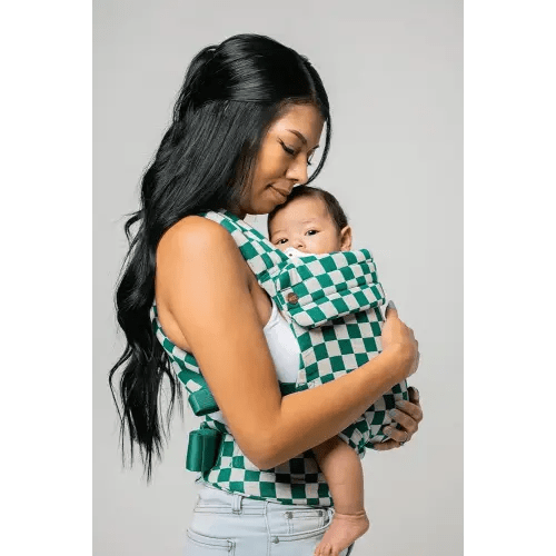 Mabē Monarch Ergonomic Baby Carrier – Premium Cotton Soft Structured Newborn to Toddler Carrier with Hip-Healthy Design, 3 Carry Positions (7-35lbs), Lightweight & Breathable (Evergreen Check)