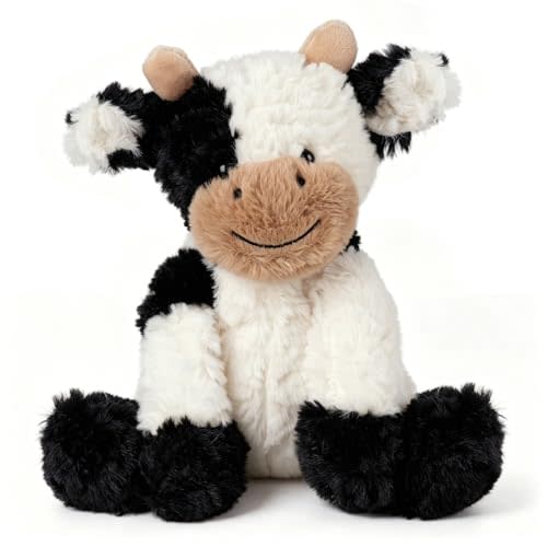 Hopearl Adorable Cow Plush Toy Floppy Dairy Cattle Soft Kawaii Cow Stuffed Animal Cute Birthday Holiday Gift for Boys Girls Kids Toddlers, 9''