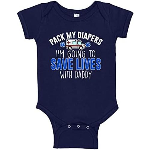 I'm Going to Save Lives with Daddy EMT or Paramedic Baby One Piece Or Toddler T-Shirt Ambulance Baby Clothes