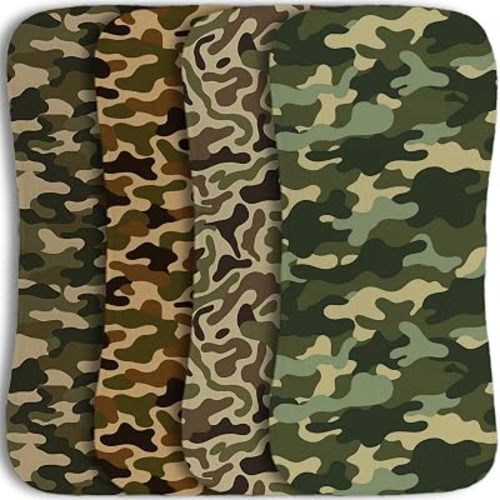 4 Pack Camo Baby Burp Cloths for Boys Girls,Large Green Cotton Burp Rags for Newborns Gifts Nursery Decor Extra Soft and Absorbent Baby Spit-Up Cloths,18x8inches