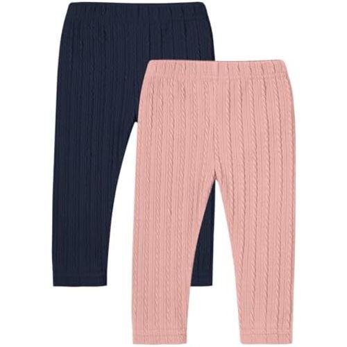 U·nikaka Toddler Baby Girls Pants Ribbed Infant Pants Leggings Toddler Baby Girl Bottoms Leggings 2 Packs