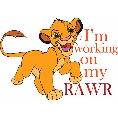 Kids Nursery Bedroom The Lion King Decoration Multicolored Simba King of The Jungle Design 18" x 28" Vinyl Adhesive Wall Decal - I'm Working On My Rawr Quotes Safari Animal Decor Home Wall Sticker
