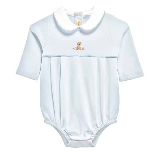 Long Sleeve Embroidered Bubble, Puppy - 0-3M