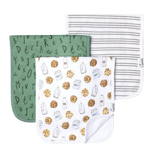 Copper Pearl Premium Baby Burp Cloths - 3-Pack Large Cotton Burp Cloths, Extra Soft Spit Up Rags with 3 Absorbent Layers, Perfect for Baby Boy and Baby Girl Gifts (21" x 10" Size, Chip Set)