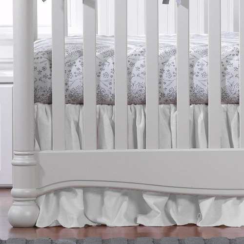 White Cotton Twill Crib Skirt (Gathered) 17" Drop