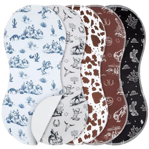 SmoothNovelty 5 Pack Vintage Western Burp Cloths for Newborns 19"x9"