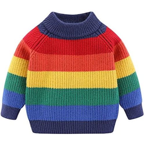 Mud Kingdom Girls Boys Sweaters Rainbow Stripes Crewneck Knit Pullover Fall 2-9 Years