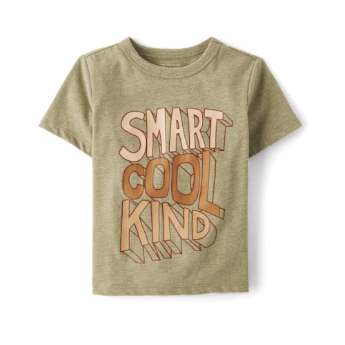 Baby And Toddler Boys Smart Cool Kind Graphic Tee - Green