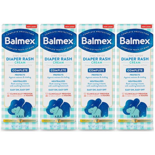 Pack of (4) Balmex Complete Protection Baby Diaper Rash Cream, 4 oz