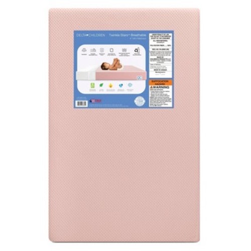 Delta Children Twinkle Stars Breathable Mini Crib Mattress - Pink