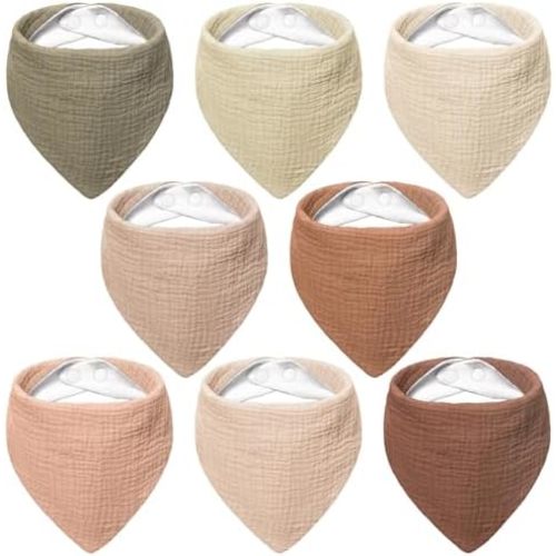 Bearmoss Muslin Baby Bibs 100% Cotton Baby Bandana Drool Bibs for Unisex Baby Girls Boys Drooling and Teething