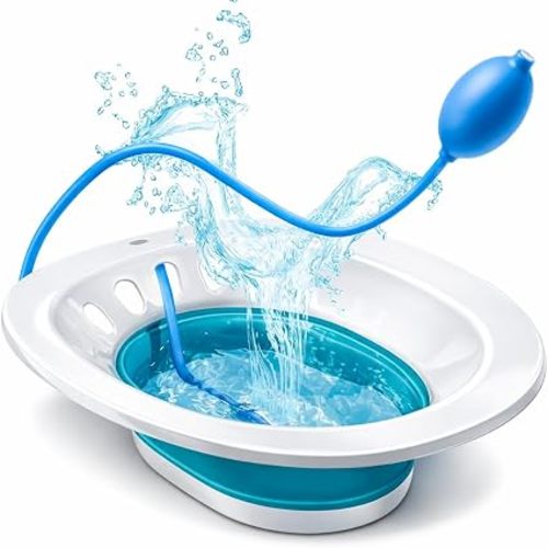 Sitz Bath for Toilet Seat, Hemorrhoids and Postpartum Care, Yoni Steam Seat, Sits Bath Kit for Women - Collapsible, Deeper Bowl - Use w/Sitz Bath Salt - Green