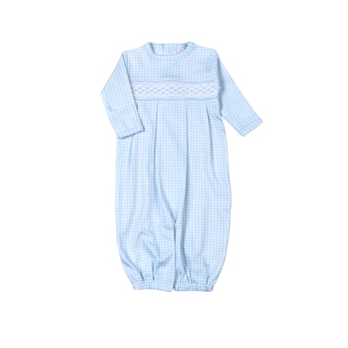 BGG-111 Blue gingham clsssic Pima Hand Smocked Converter