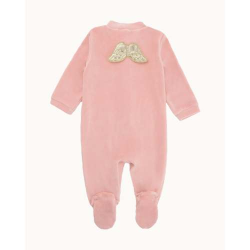 VELOUR ANGEL WING™ SLEEPSUIT - GOLD & DUSTY PINK