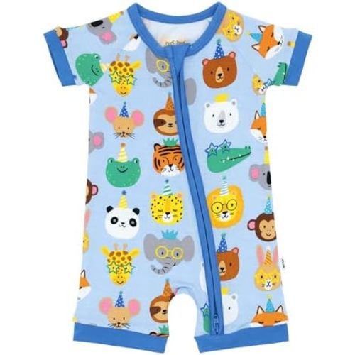 Little Sleepies Shorty Pajamas for Baby Boys & Girls, Viscose from Bamboo Sleepers, Short Sleeve Romper PJs, 2-Way Zipper