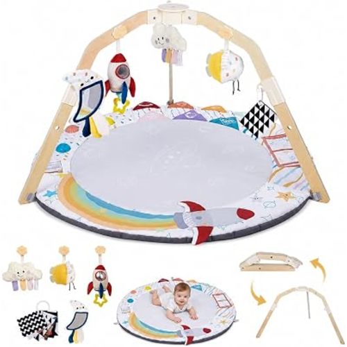 Baby Play Gym Mat with Multiple Developmental Zones, Stage-Based Play for Infant Motor Skills, Detachable Sensory Toys, Easy to Install, Baby Essentials Shower Gift