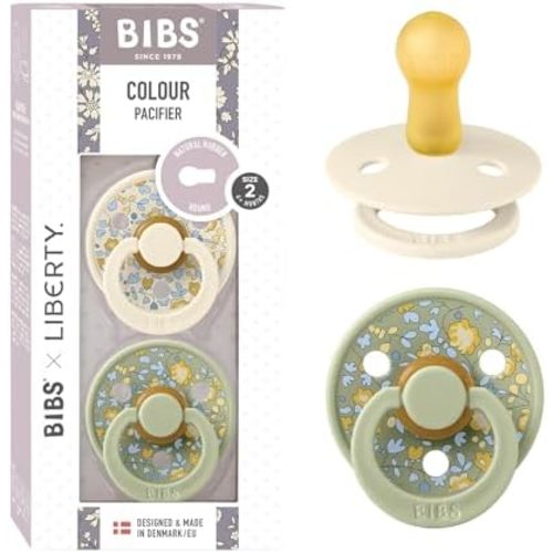 BIBS x Liberty Colour Pacifier, 6-18 Months, 2-Pack, Round, Eloise Sage