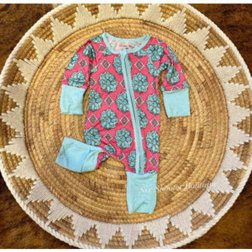 Turquoise concho bamboo baby sleeper – Six shooter boutique