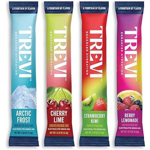 TREVI™ Sugar Free Electrolytes - Drink Mix Hydration Powder Packets - 28 Count - Favorites Variety Pack - Cherry Lime, Strawberry Kiwi, Berry Lemonade, Arctic Frost