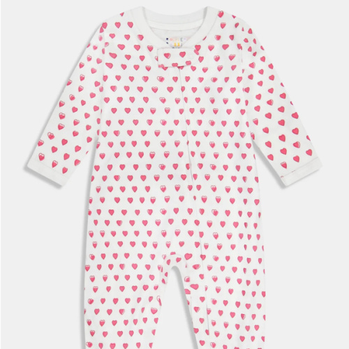 Infant Hearts Zipper Footie