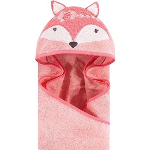 Hudson Baby Unisex Baby Cotton Animal Face Hooded Towel, Boho Fox, One Size