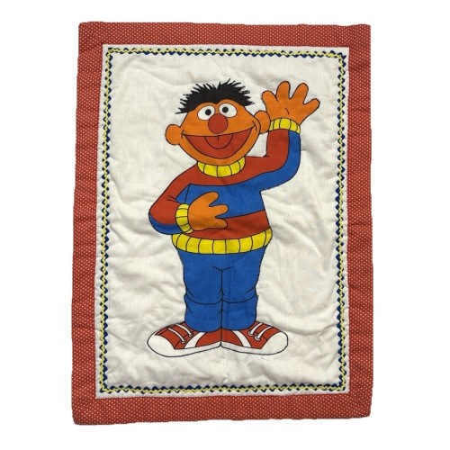 VTG Sesame Street Ernie Quilted Wall Hanging 18x24 Handmade Fabric Nursery Decor