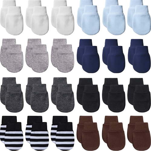 24 Pairs Newborn Baby Mittens Infant Toddler Gloves No Scratch Mittens Gloves for 0-6 Months Baby Boys Girls