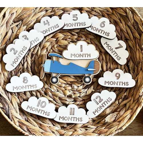 Airplane Monthly Milestones Photo Prop - Monthly Milestone Marker