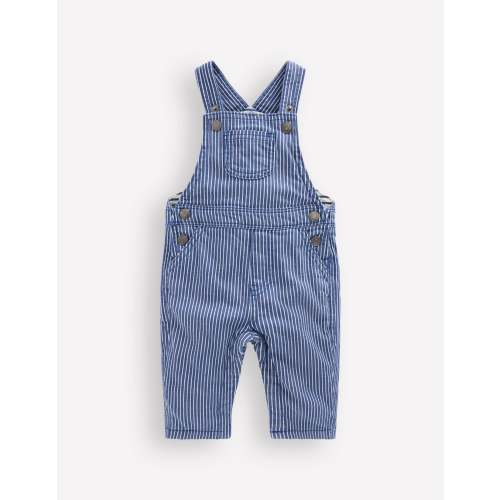 Woven Dungarees-Navy Ticking Stripe