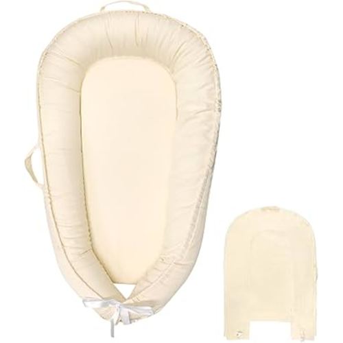 Hooyax Baby Lounger Cover Only, 100% Cotton Newborn Nest Cover, Soft Portable Baby Nest Replacement Cover for Boys Girls, Breathable Infant Lounger Covers, Baby Essential (Beige)