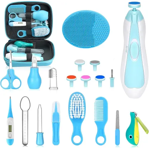 Baby Healthcare and Grooming Kit, Portable Baby Safety Care Set, Baby Essentials kit for Newborn (Blue 26 in 1)