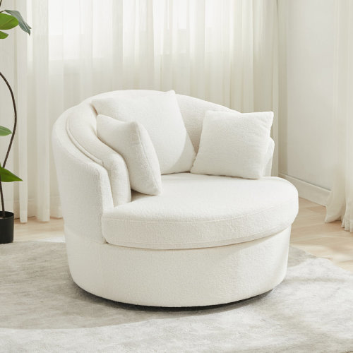 Latitude Run® 43.3" W Oversized Upholstered Swivel Barrel Chair & Reviews | Wayfair