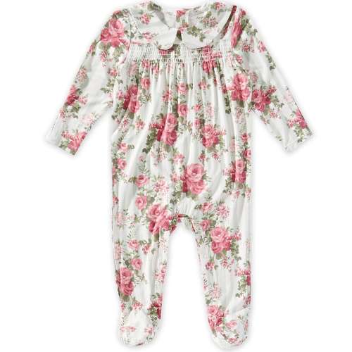 Angel Dear Baby Girls Cabbage Rose Footed Coverall