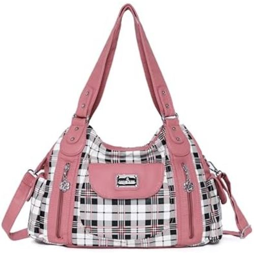 Angel Kiss Bolsos de hombro para mujer, bolso de cuero lavado, bolso de mano con múltiples bolsillos, L