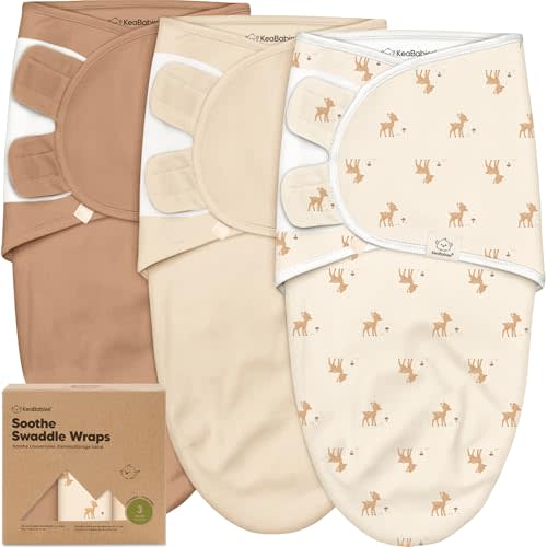 3-Pack Organic Baby Swaddle Sleep Sacks - Swaddles for Newborns, Infant 0-3 Months, Baby Girls, Boys, Soft & Snug Newborn Sleep Sack, Nursery Swaddling Blankets (Lil Fawn, OS)