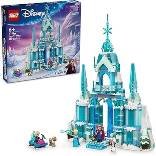 LEGO Disney Frozen Elsa’s Ice Palace Building Set for Kids, Princess Castle with Anna and Elsa Mini-Doll Figures, Disney Princess Toy Gift Idea for Girls, Boys and Movie Fans Ages 6 and Up, 43244