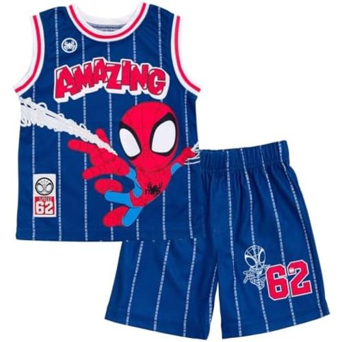 Marvel Boys' 2-Piece Basketball Jersey and Shorts Set Toddler to Big Kid