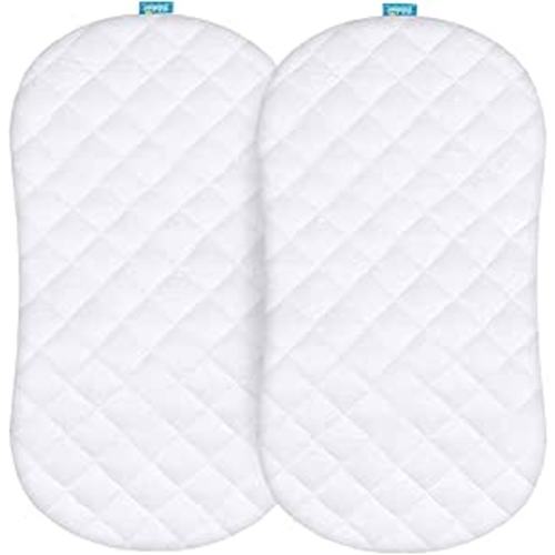 Bassinet Mattress Pad Cover Compatible with Halo BassiNest Swivel Sleeper, 2 Pack, Waterproof Quilted Ultra Soft Surface, Breathable and Easy Care