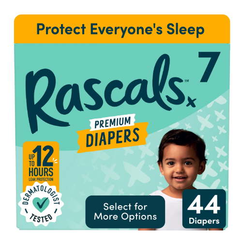 Rascals Premium Absorbent Baby Diapers Size 7, 44 Count