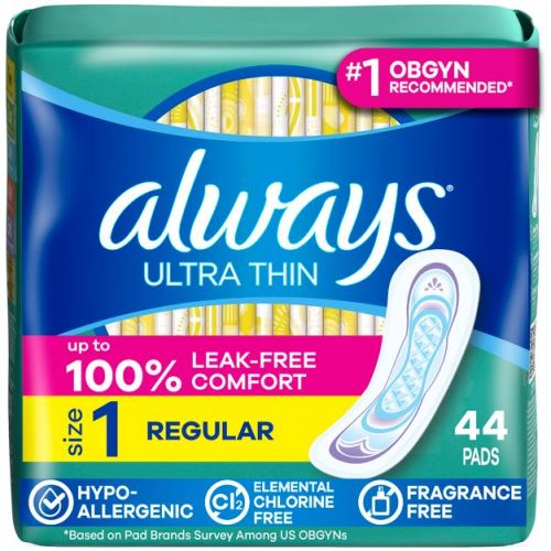 Always Ultra Thin Pads Size 1 Regular Absorbency Unscented - 44ct
