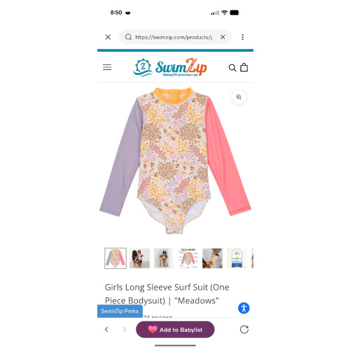 Girls Long Sleeve Surf Suit (One Piece Bodysuit) | "Meadows"