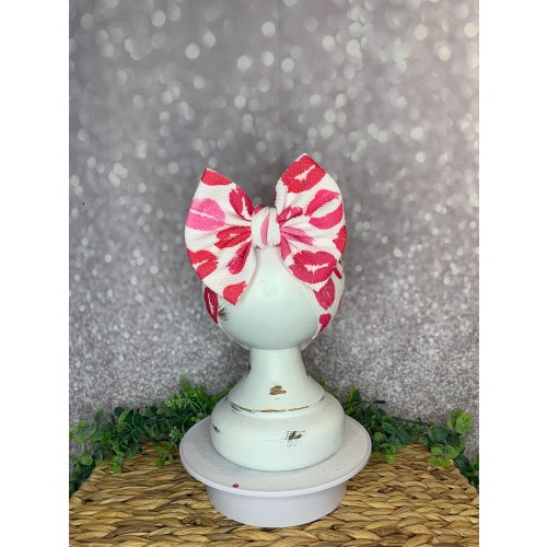 Lip Print Valentines Day Kiss Stretch Headwrap W/ Bow, Simply Inspired By Zoe